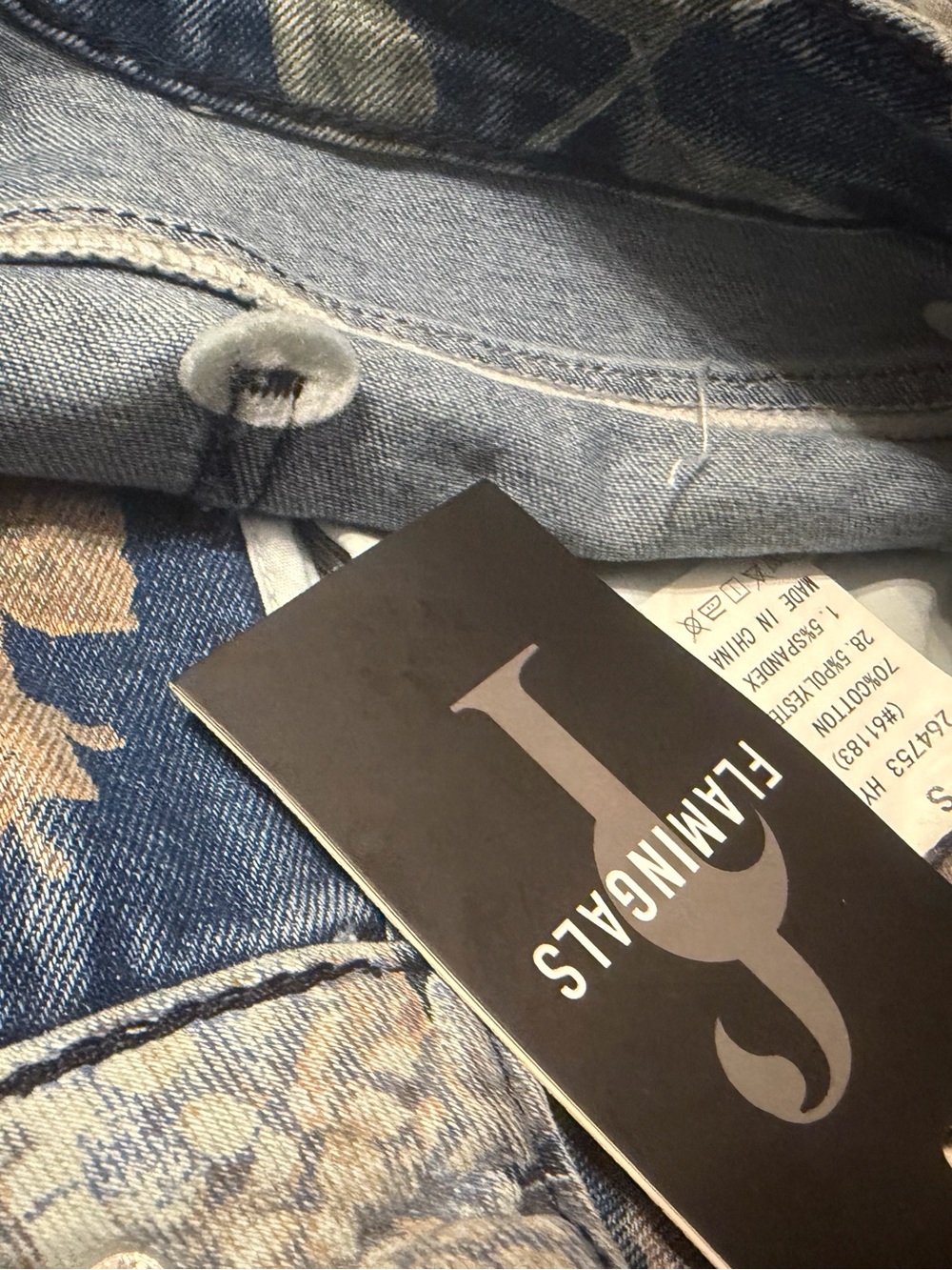 4/6 Small, Flamingals Blue Floral Denim Bermuda Shorts, NWT, $40 - Picture 5 of 8